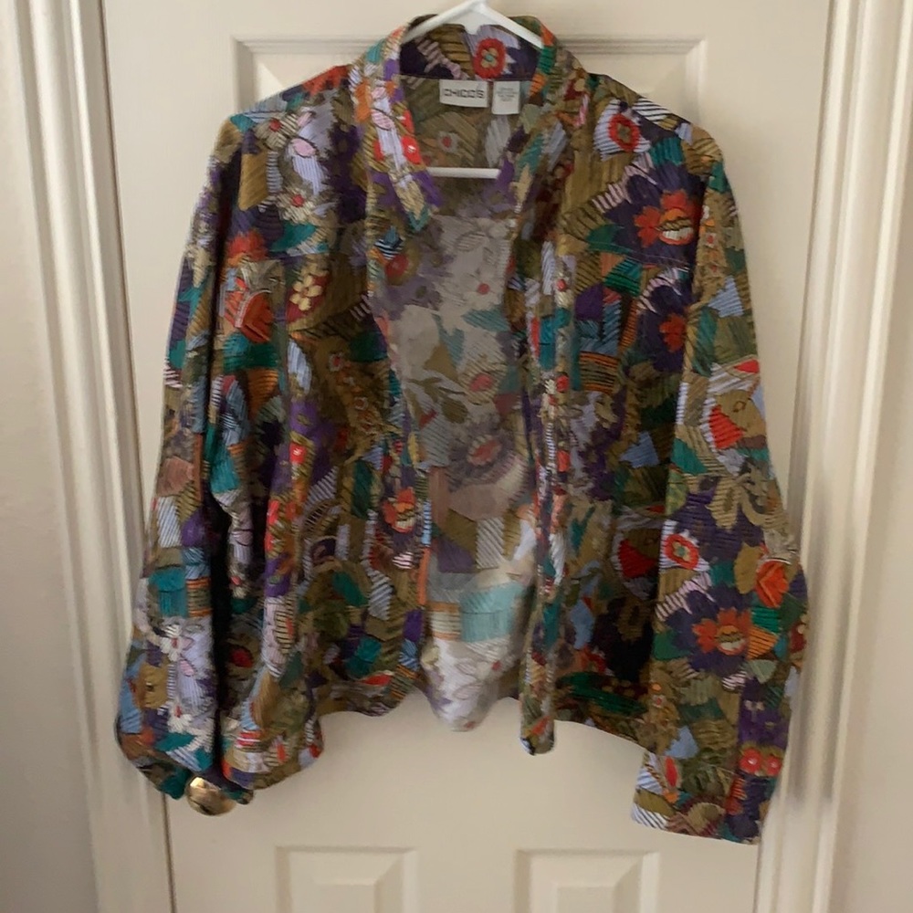 Chico’s 100 silk jacket, mandarin collar
